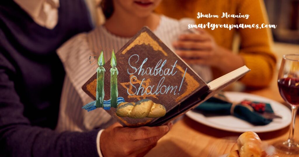 Jewish family greeting each other with Shalom on Sabbath